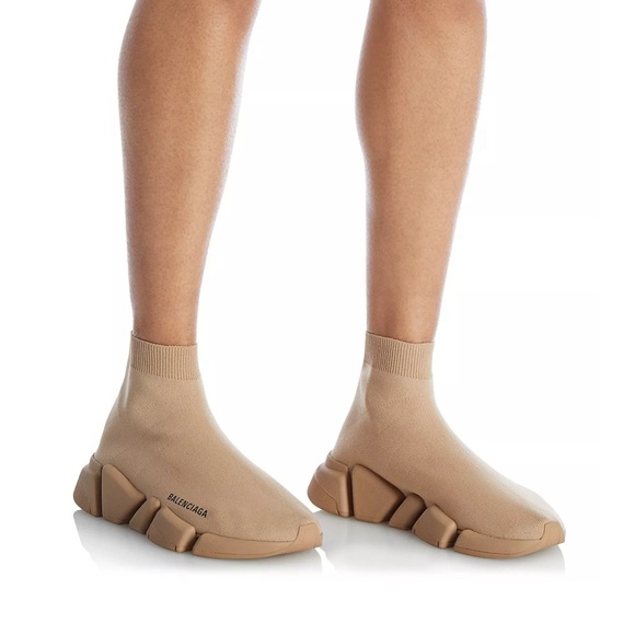 Balenciaga Women’s Speed 2.0 Recycled Knit Sneaker in Beige - Picture 2 of 10